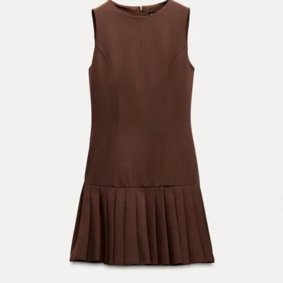 ZARA BOX PLEAT MINI DRESS - Picture 5 of 6